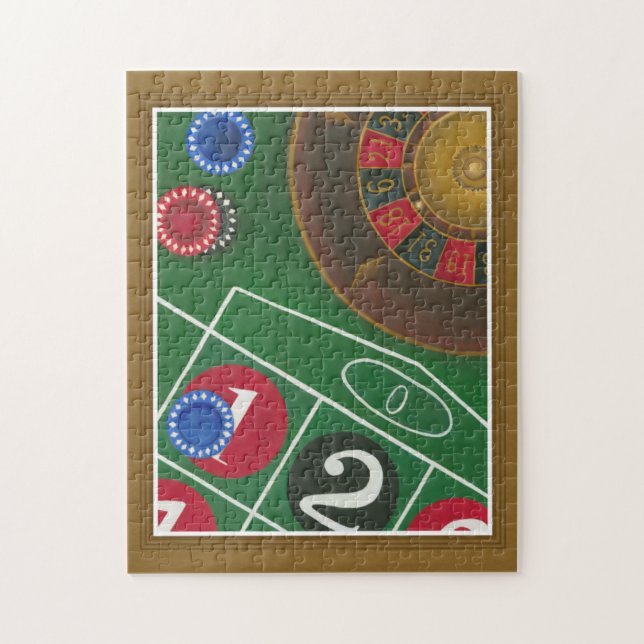 Roulette Table with Chips and Wheel Jigsaw Puzzle (Vertical)