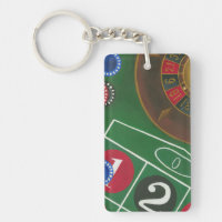 Roulette Table with Chips and Wheel