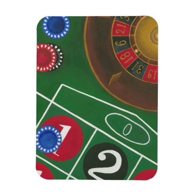 Roulette Table with Chips and Wheel Magnet (Vertical)