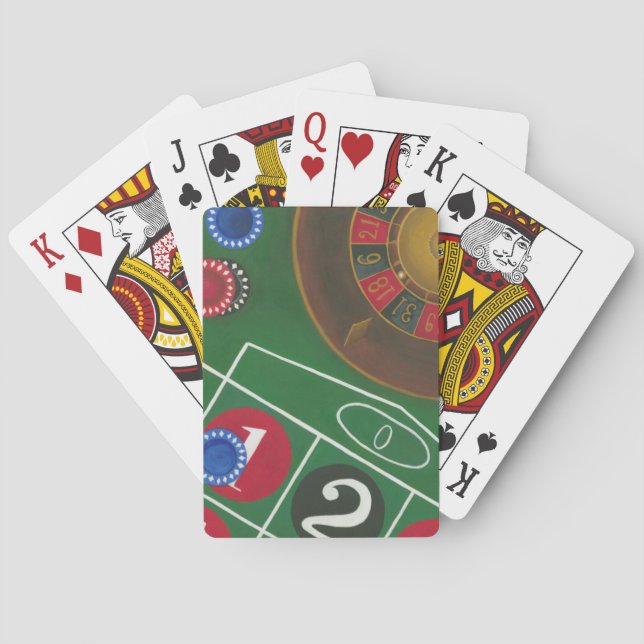 Roulette Table with Chips and Wheel Playing Cards (Back)
