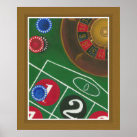Roulette Table with Chips and Wheel