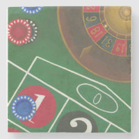 Roulette Table with Chips and Wheel
