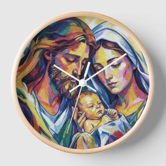 Round 10 inch clock with natural wood frame