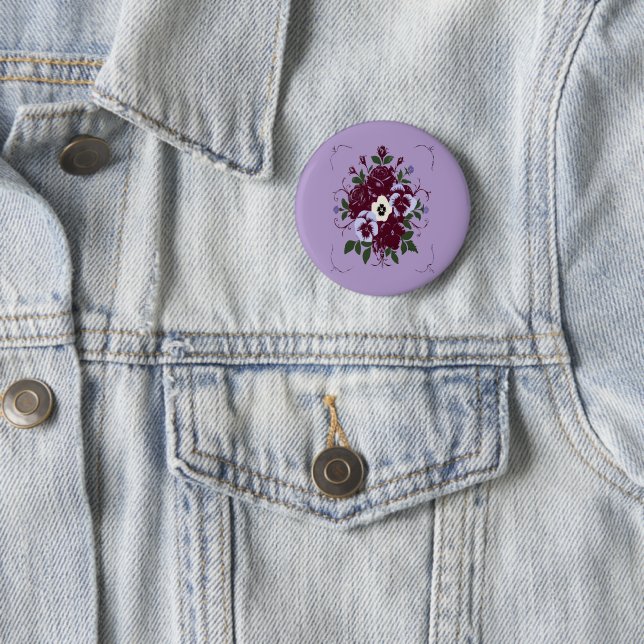 Round 5 cm Violet Bouquet Pin (In Situ)
