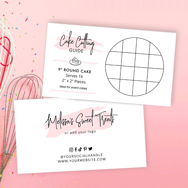 Round 9" Cake Cutting Diagram 2x2 Servings Guide Enclosure Card (9 inch round event cake cutting guide for 2x2 portions)