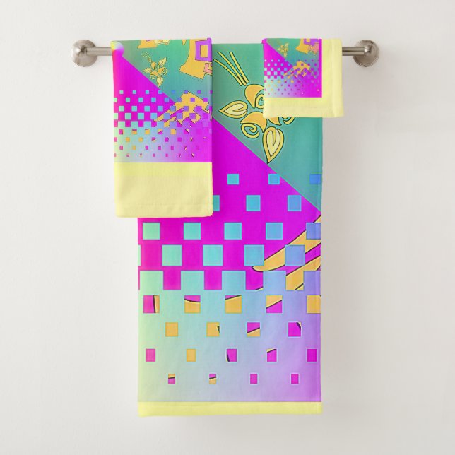 Round About Houses Yellow  Bath Towel Set (Insitu)