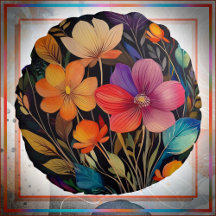 Round ACCENT PILLOW - Beautiful & Colorful Flowers