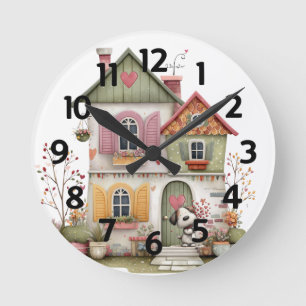 Round Acrylic Clock Country Cottage
