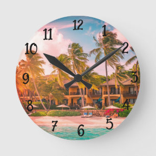 Round Acrylic Tropical Wall Clock