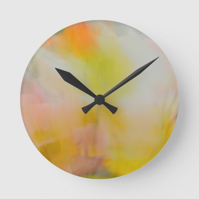 Round Acrylic Wall ClocAbstract Poppies Photograph Clock (Front)