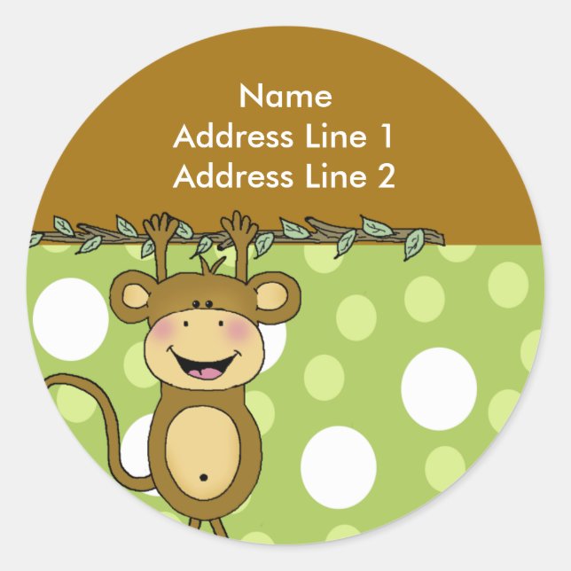 ROUND ADDRESS LABELS Baby Monkey (Front)