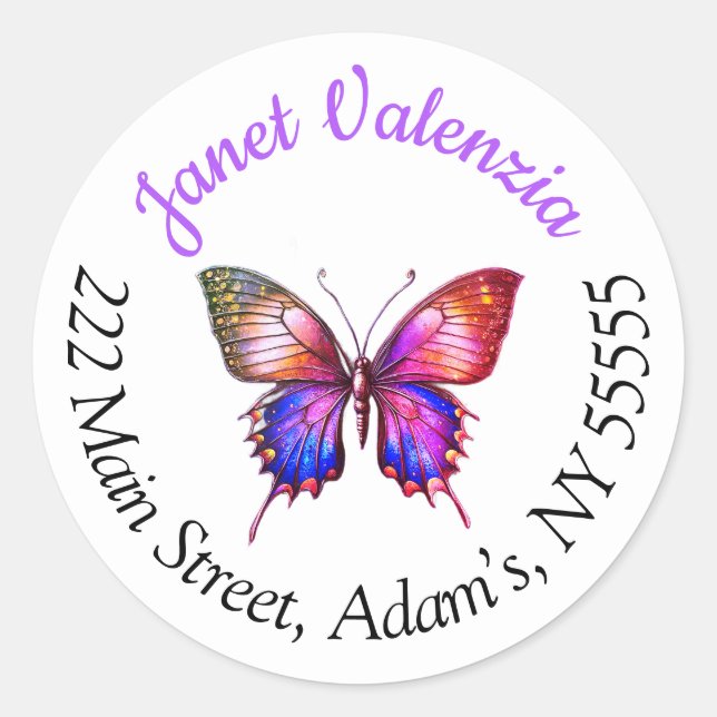 Round address labels butterfly (Front)