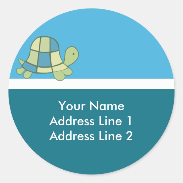 Round Address Labels Turtle Bay Blue (Front)
