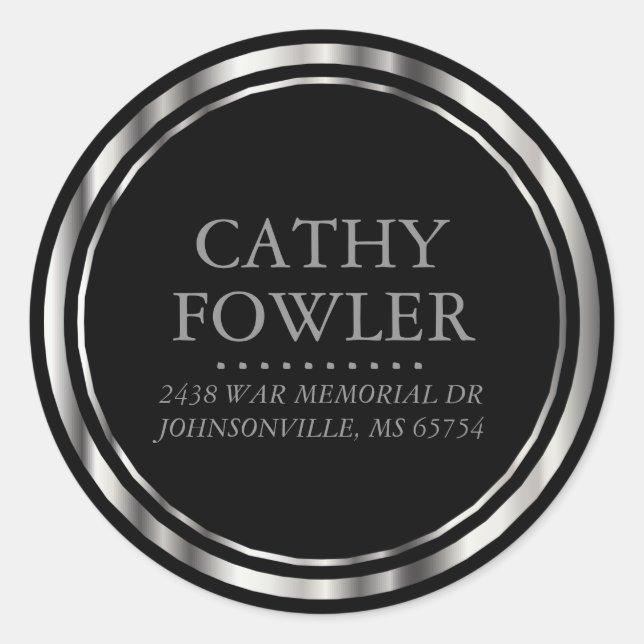 Round Address Silver and Black Labels (Front)