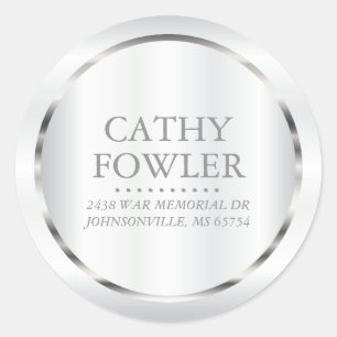 Round Address Silver and White Labels