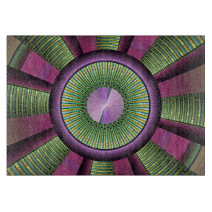 Round And Colourful Modern Decorative Fractal Art Cutting Board