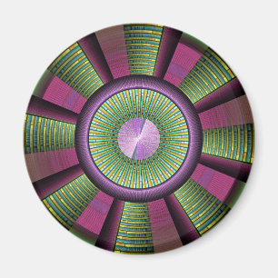 Round And Colourful Modern Decorative Fractal Art Magnet