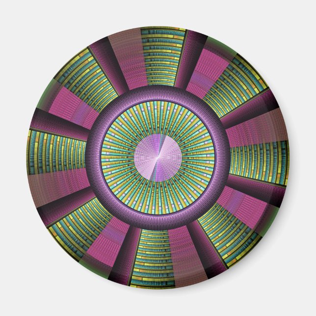 Round And Colourful Modern Decorative Fractal Art Magnet (Front)