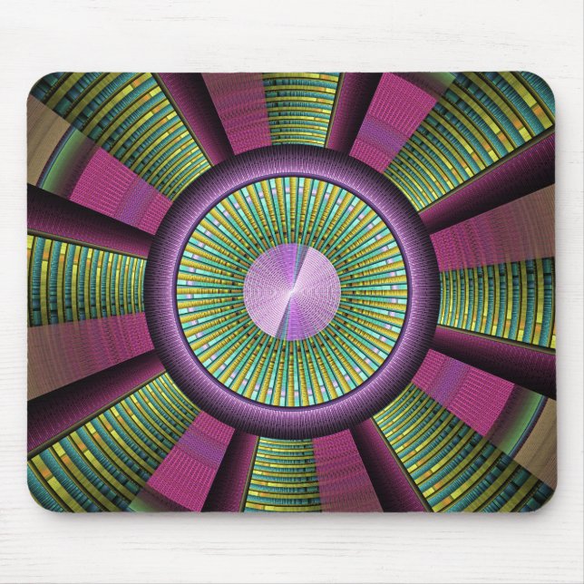 Round And Colourful Modern Decorative Fractal Art Mouse Pad (Front)