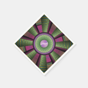 Round And Colourful Modern Decorative Fractal Art Napkin