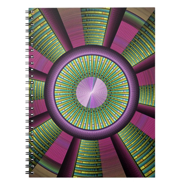 Round And Colourful Modern Decorative Fractal Art Notebook (Front)
