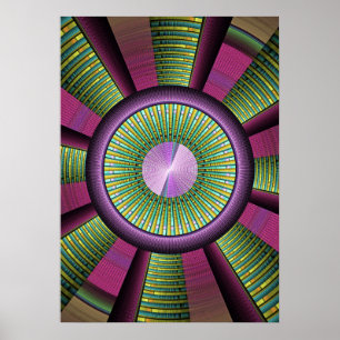 Round And Colourful Modern Decorative Fractal Art Poster