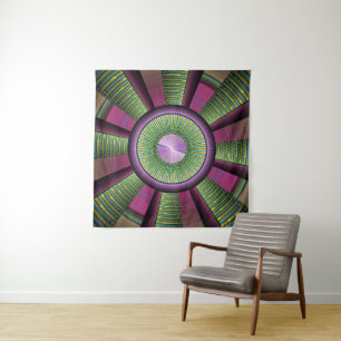 Round And Colourful Modern Decorative Fractal Art Tapestry