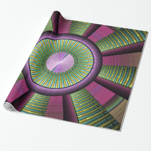 Round And Colourful Modern Decorative Fractal Art Wrapping Paper