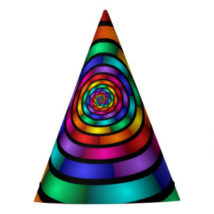 Round and Psychedelic Colorful Modern Fractal Art Party Hat