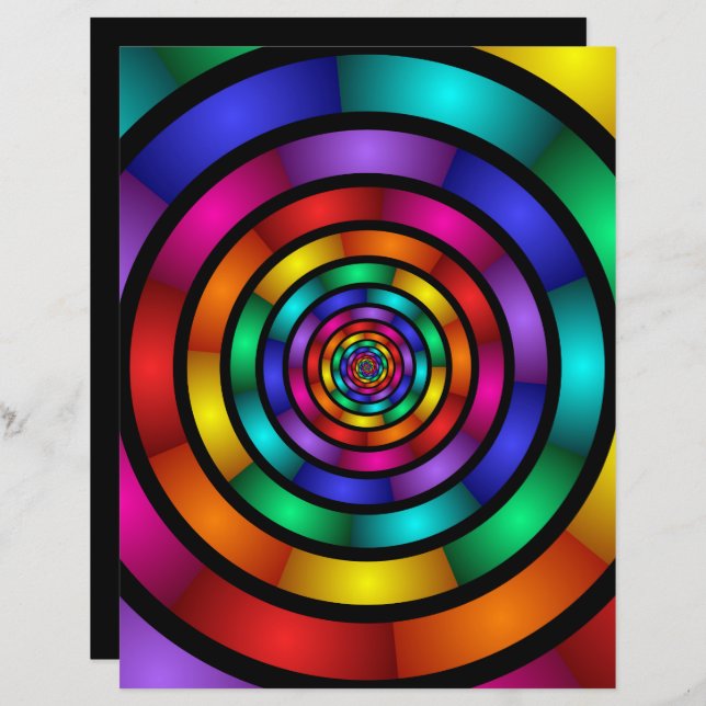 Round and Psychedelic Colourful Modern Fractal Art (Front/Back)