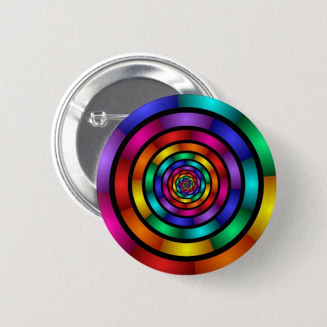 Round and Psychedelic Colourful Modern Fractal Art 6 Cm Round Badge (Front & Back)