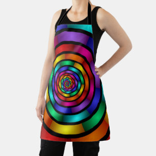 Round and Psychedelic Colourful Modern Fractal Art Apron