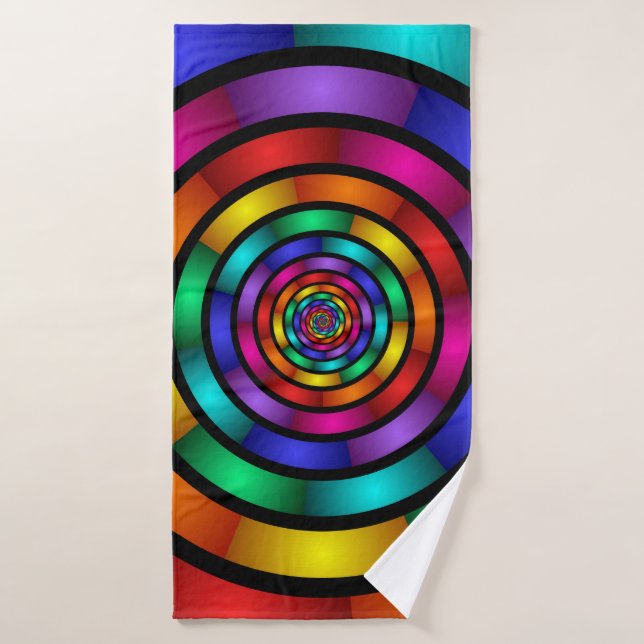 Round and Psychedelic Colourful Modern Fractal Art Bath Towel (Bath Towel)