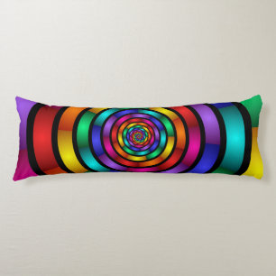 Round and Psychedelic Colourful Modern Fractal Art Body Cushion