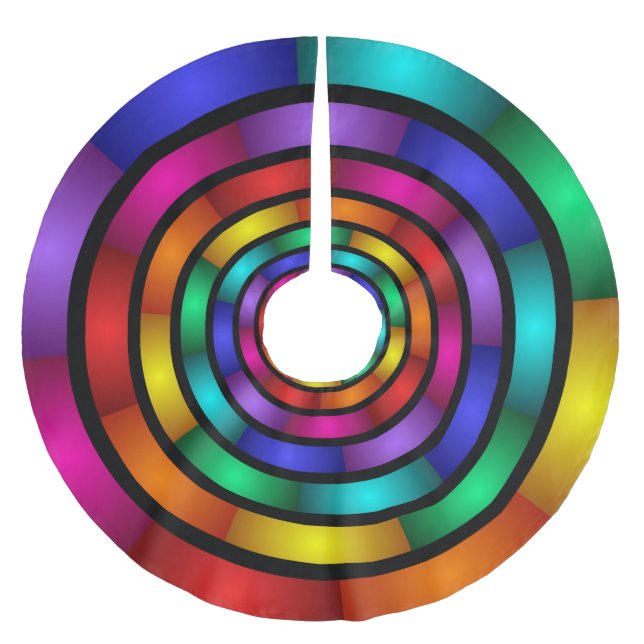 Round and Psychedelic Colourful Modern Fractal Art Brushed Polyester Tree Skirt (Front)