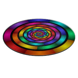 Round and Psychedelic Colourful Modern Fractal Art Cutting Board