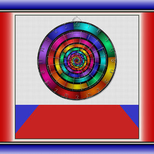 Round and Psychedelic Colourful Modern Fractal Art Dartboard