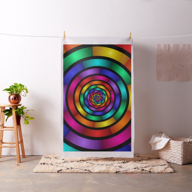 Round and Psychedelic Colourful Modern Fractal Art Fabric (In Situ)