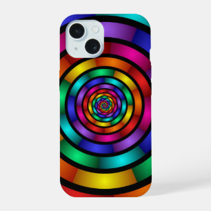 Round and Psychedelic Colourful Modern Fractal Art iPhone 15 Case
