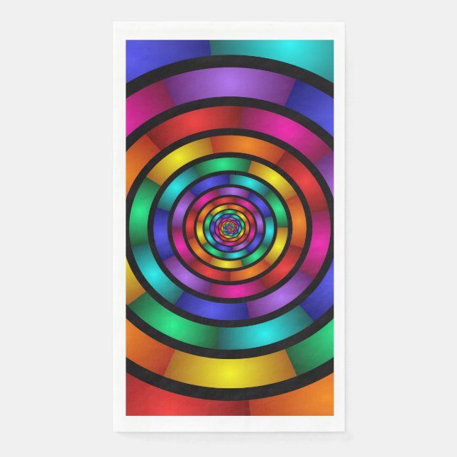 Round and Psychedelic Colourful Modern Fractal Art Napkin (Front)