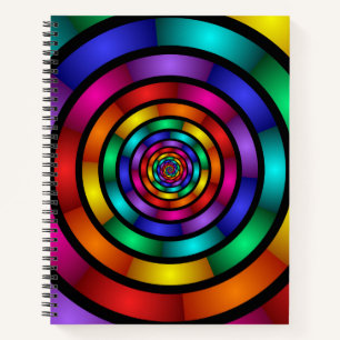 Round and Psychedelic Colourful Modern Fractal Art Notebook