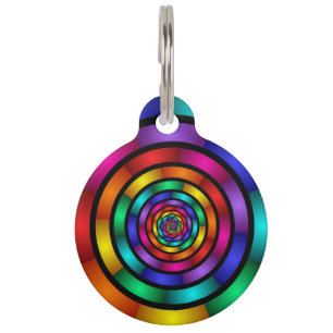 Round and Psychedelic Colourful Modern Fractal Art Pet Tag