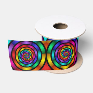 Round and Psychedelic Colourful Modern Fractal Art Satin Ribbon