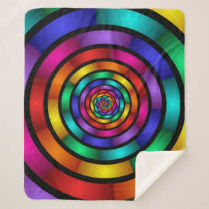 Round and Psychedelic Colourful Modern Fractal Art Sherpa Blanket