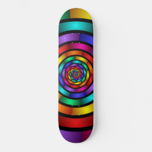Round and Psychedelic Colourful Modern Fractal Art Skateboard