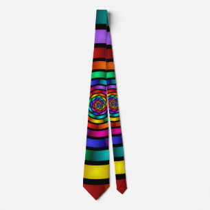 Round and Psychedelic Colourful Modern Fractal Art Tie