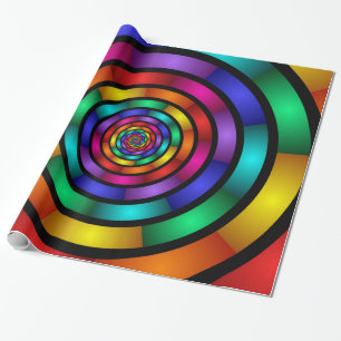 Round and Psychedelic Colourful Modern Fractal Art Wrapping Paper