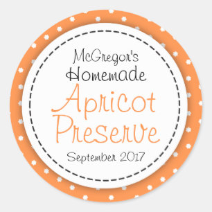 Round apricot preserve jam orange food label