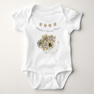 Round Baby Photo Momma's Spring Flower Daisies Baby Bodysuit