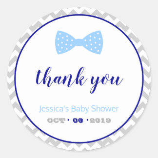 Round Baby Shower Thank You Stickers- Little Man Classic Round Sticker
